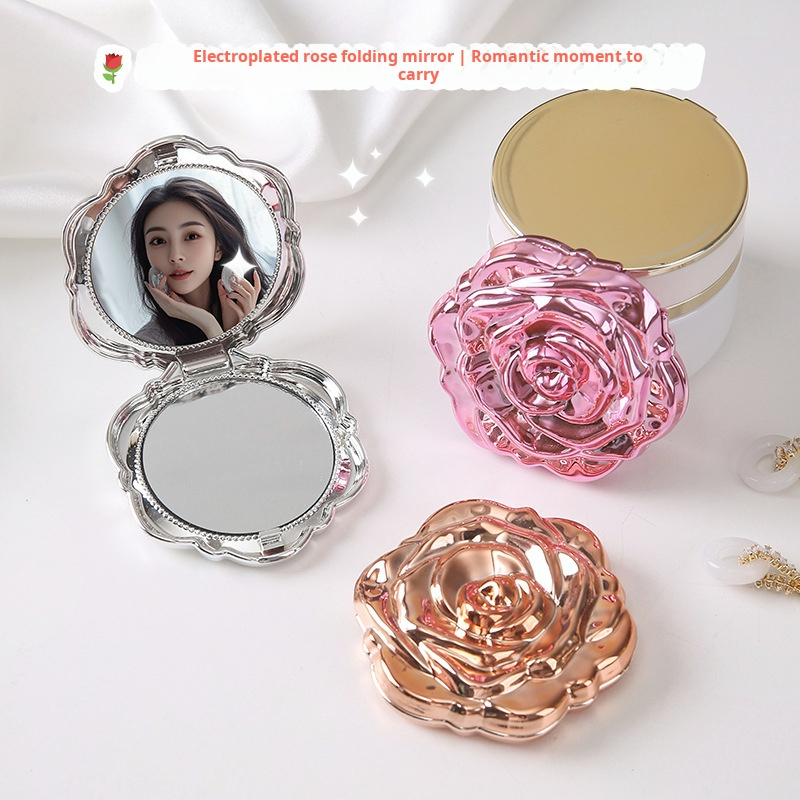 Beauty Rose Makeup - 1 قطعة مرآة صغيرة محمولة ريترو