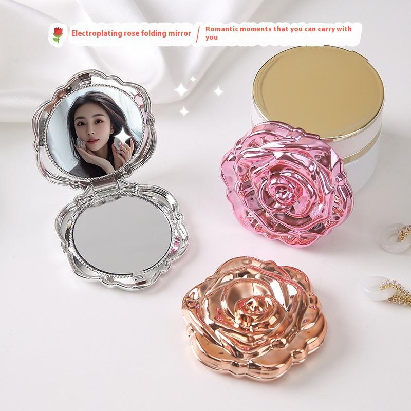 Beauty Rose Makeup - 1 قطعة مرآة صغيرة محمولة ريترو